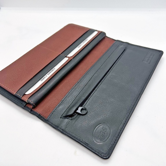 NEW soft leather billfold wallet, credit  cards, chequebook  holder, black brown - Picture 8 of 8